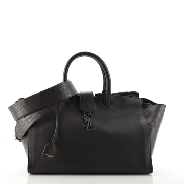 Saint Laurent Monogram Cabas Downtown Leather with Crocodile Embossed Leather Small