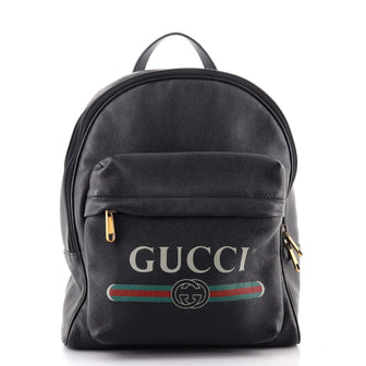 Gucci Logo Front Pocket Backpack Printed Leather