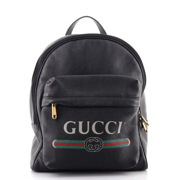 Gucci Logo Front Pocket Backpack Printed Leather