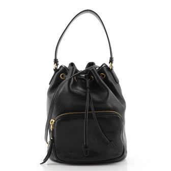 Prada Logo Drawstring Bucket Bag Glace Calf Small