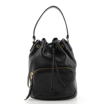 Prada Logo Drawstring Bucket Bag Glace Calf Small
