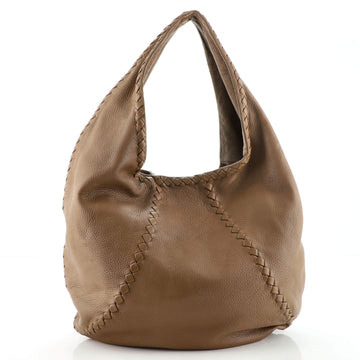 Bottega Veneta Baseball Hobo Leather with Intrecciato Detail Medium