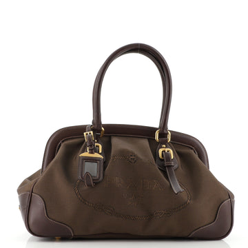 Prada Canapa Frame Satchel Canvas Medium