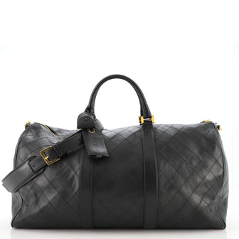 Chanel Vintage Diamond Stitch Boston Bag Quilted Lambskin XL