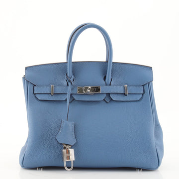 Hermes Birkin Handbag Blue Togo with Palladium Hardware 25