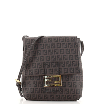Fendi Vintage Flap Crossbody Bag Zucchino Coated Canvas Small