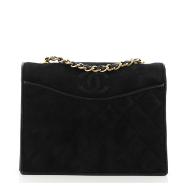 Chanel Vintage CC Chain Full Flap Bag Quilted Suede Small