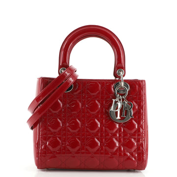 Christian Dior Lady Dior Bag Cannage Quilt Patent Medium