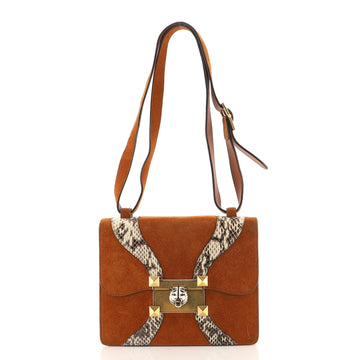 Gucci Osiride Square Shoulder Bag Suede with Python