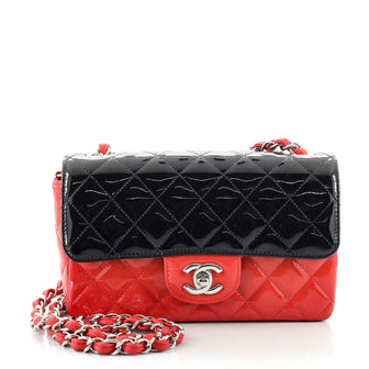 Chanel Bicolor Classic Single Flap Bag Quilted Patent Mini
