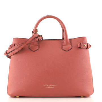 Burberry Banner Tote Leather and House Check Canvas Medium