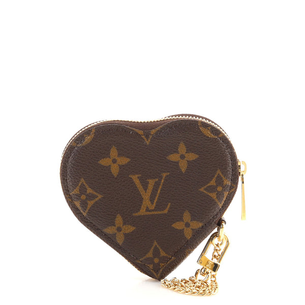 LOUIS VUITTON Monogram Leopard Coeur Heart Coin Purse Blanc Corail 49325
