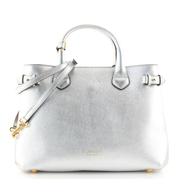 Burberry Banner Tote Leather and House Check Canvas Medium