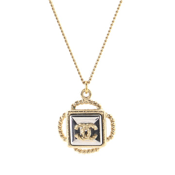 Chanel CC Logo Square Pendant Long Necklace Metal