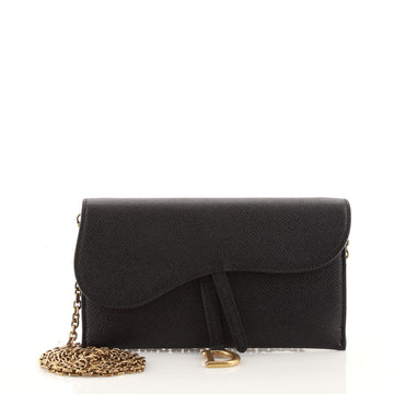Christian Dior Saddle Chain Wallet Leather