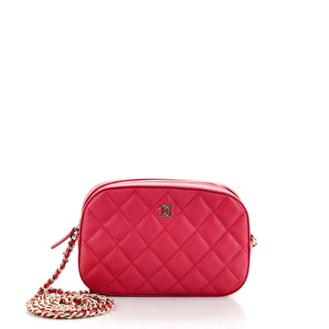 Chanel Zip Around Chain Camera Case Quilted Caviar Mini