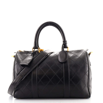 Chanel Vintage Diamond Stitch Boston Bag Quilted Lambskin Medium