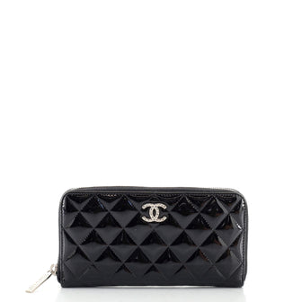 Chanel Brilliant Zip Around Wallet Quilted Patent Long