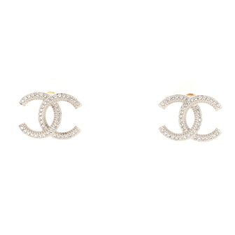 Chanel CC Stud Earrings Metal with Crystals