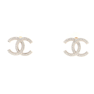 Chanel CC Stud Earrings Metal with Crystals