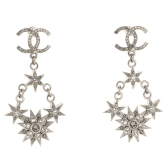Chanel CC Star Cluster Dangle Earrings Metal with Crystals
