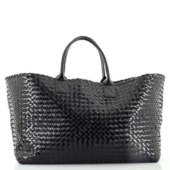 Bottega Veneta Cabat Tote Intrecciato Patent Large