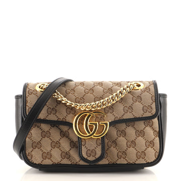 Gucci GG Marmont Flap Bag Diagonal Quilted GG Canvas Mini