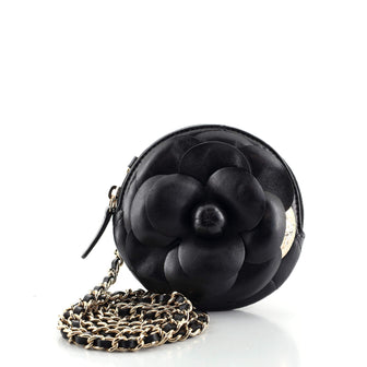 Camellia Round Clutch with Chain Lambskin