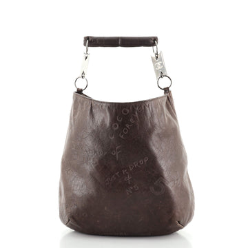 Chanel Vintage Graffiti Mademoiselle Hobo Leather Medium