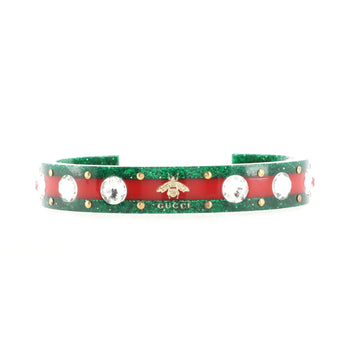 Gucci Bee Web Cuff Bracelet Glitter Resin and Crystals