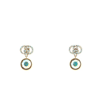 Gucci Interlocking G Round Drop Earrings Metal and Crystals