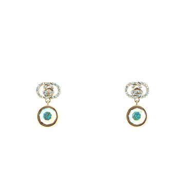 Gucci Interlocking G Round Drop Earrings Metal and Crystals