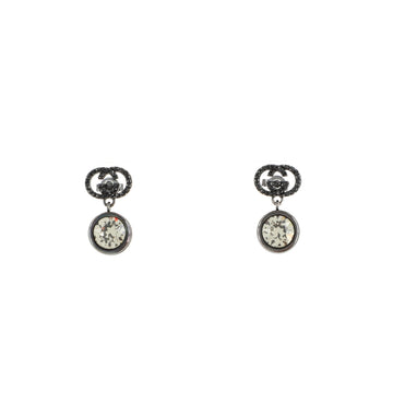 Gucci Interlocking G Round Drop Earrings Metal and Crystals