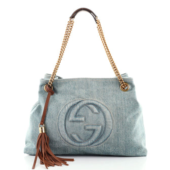 Gucci Soho Chain Strap Shoulder Bag Denim Medium