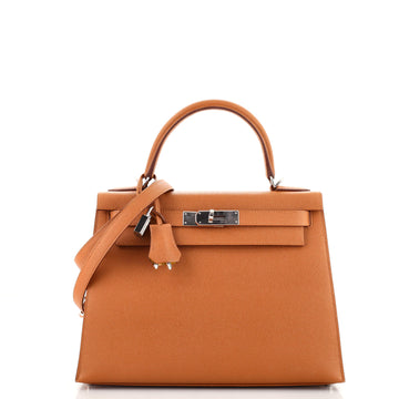 Hermes Kelly Handbag Verso Epsom with Palladium Hardware 28