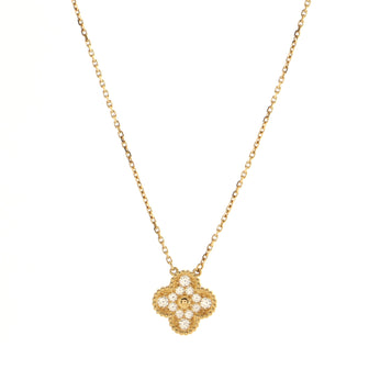 Van Cleef & Arpels Vintage Alhambra Pendant Necklace 18K Yellow Gold and Diamonds