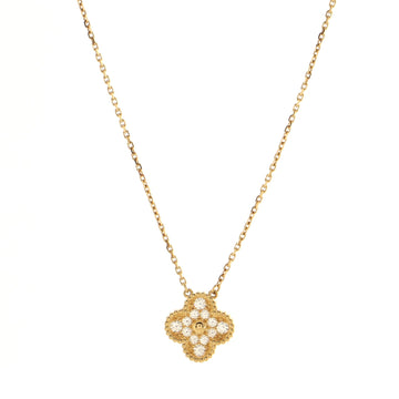 Van Cleef & Arpels Vintage Alhambra Pendant Necklace 18K Yellow Gold and Diamonds