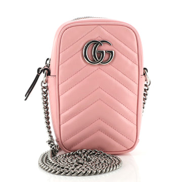 Gucci GG Marmont Vertical Phone Crossbody Bag Matelasse Leather Mini