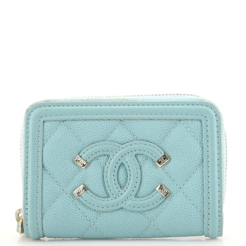 Chanel Filigree Zip Coin Purse Quilted Caviar