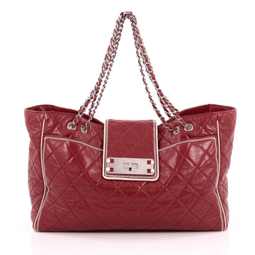Chanel Mademoiselle Lock East West Tote Quilted Leather Large