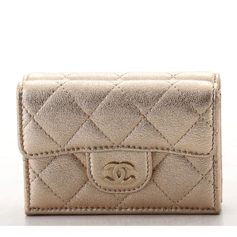 Chanel Trifold Classic Flap Wallet Quilted Caviar Small