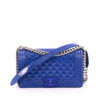 Chanel Boy Flap Bag Quilted Plexiglass Patent Old Medium