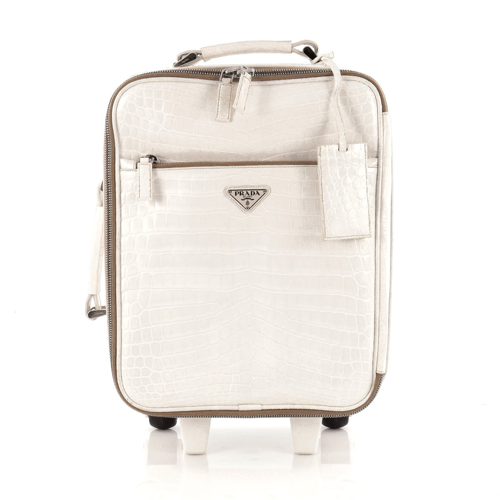 PRADA ホワイト キャリーケース Buy Prada Trolley Rolling Luggage Crocodile Mini White 1270801