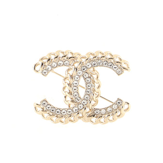 Chanel Vintage Allure Chain CC Brooch Metal with Crystals