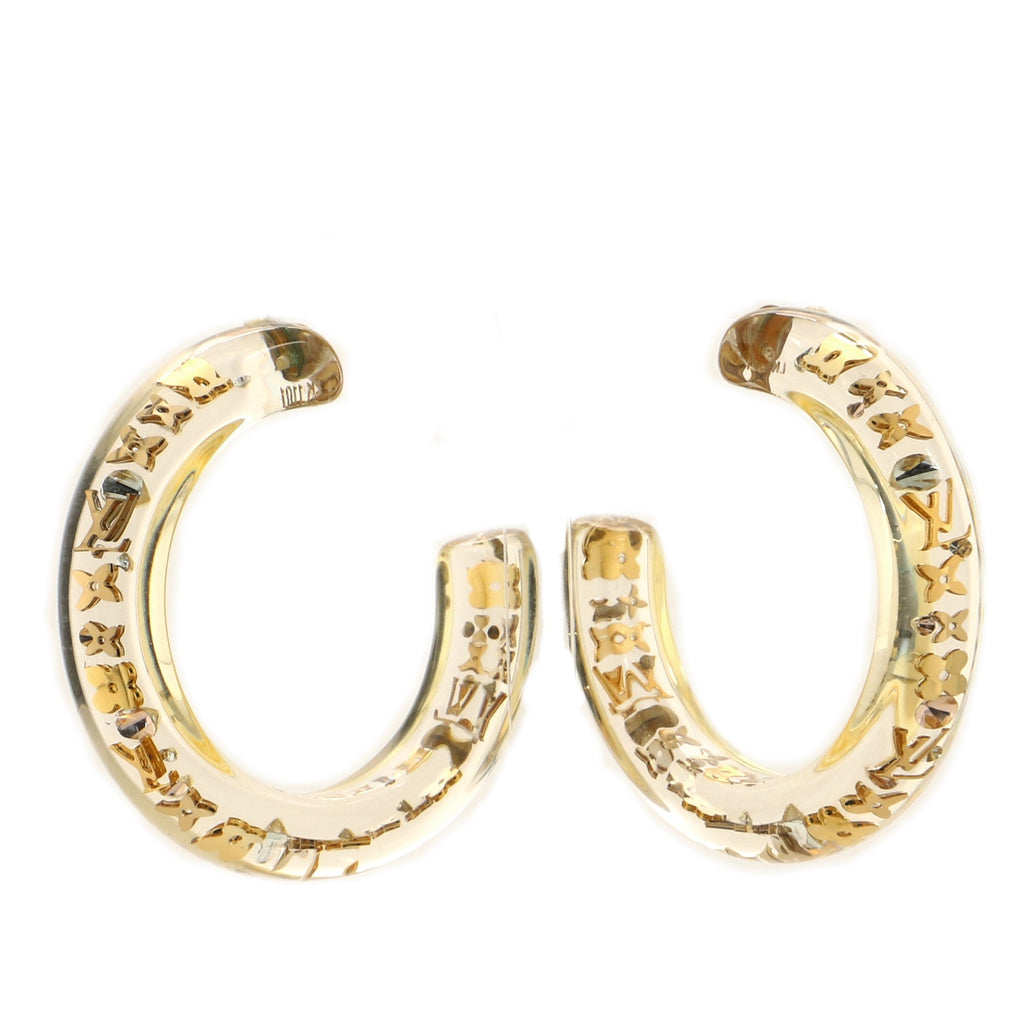 Louis Vuitton Brown Resin Monogram Inclusion Hoop Earrings at