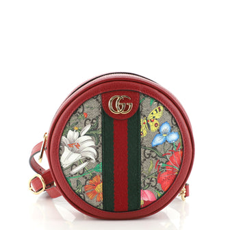 Gucci Ophidia Round Backpack Flora GG Coated Canvas Mini
