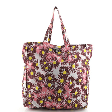 Prada Shopping Tote Printed Tessuto Tall