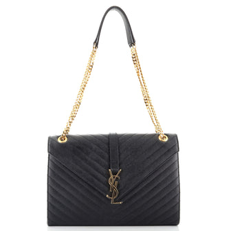 Saint Laurent Classic Monogram Envelope Satchel Matelasse Chevron Leather Large
