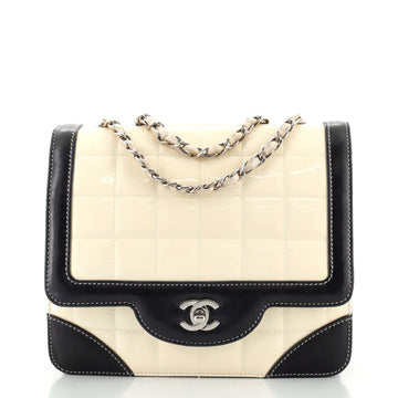 Chanel Chocolate Bar Square Flap Bag Quilted Lambskin with Patent Small