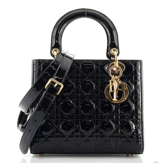 Christian Dior Vintage Lady Dior Bag Cannage Quilt Patent Medium